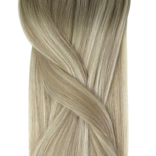 Image of YoungSee Micro Bead Hair Extensions Real Human Hair Blonde Ombre Micro Link Hair Extensions Human Hair Blonde to Platinum Blond Micro Ring Hair Extension for Wedding 20 Inch 50 Strands 50g