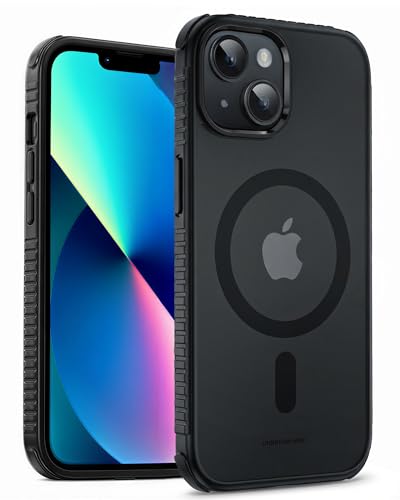 UNBREAKcable Case for iPhone 14 & iPhone 13, [Compatible with MagSafe] [Military Grade Shockproof] [Non-Slip] Translucent Matte Back and Soft TPU Edge Protective Case for iPhone 14/13 6.1', Black