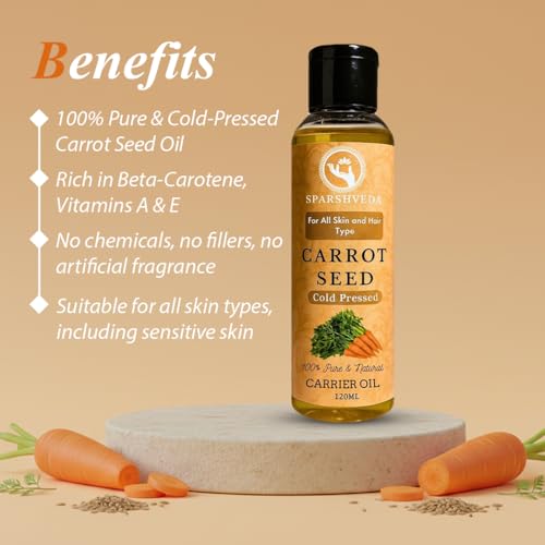 Image of Free Mosquito Repellent Spray with Sparshveda Carrot Seed Oil for Skin & Hair | 100% Pure Natural Carrot Oil for Glowing Skin, Anti-Aging & Hair Nourishment | Face & Body (120 ml)