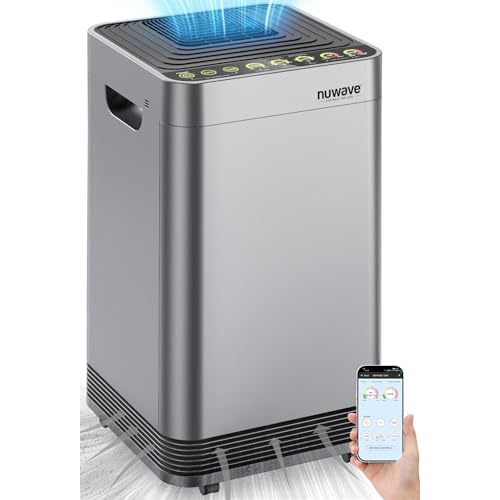 Nuwave OxyPure Zero Plus Air Purifier, Save $1200 in Filter Replacement, Covers Up to 3210ft² Large Room by 105W High Torque Motor, Captures 99.99% of Particles, Dust, Smells, Sleep Mode for Bedroom