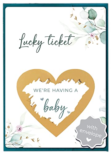 Image of Joli Coon Pregnancy announcement scratch card - We're having a baby - Baby announcement with envelope - Eucalyptus
