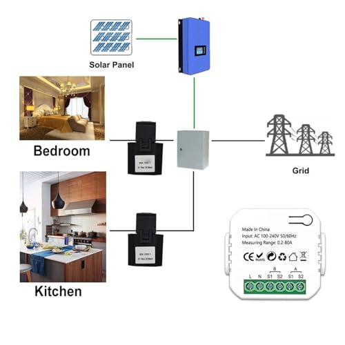 Image of Walfront Smart Home Single Phase Clamp Energy Meter WiFi Smart Power Monitoring Meter AC100?240V (Black), WALFRONTcgxf9qiz2p-11