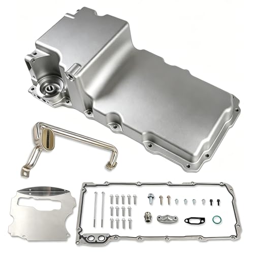 JGhyperX LS Swap Retrofit Engine Cast Aluminum Oil Pan Kit Compatible with GM LS1 LS2 LS3 LS6 LSX LS 1955-1987 GEN III & IV 4.8L 5.3L 6.0L 6.2L V8 Engine Low Profile 302-1 (Silver)