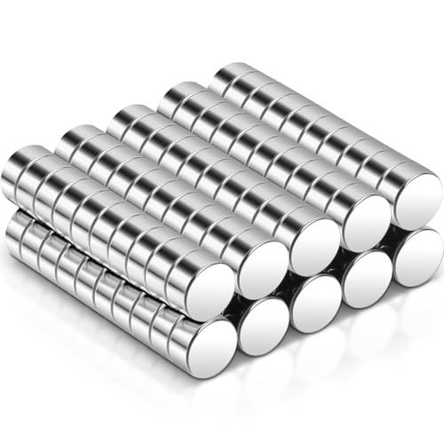 Aenienoe 100-pack liten magnet 6 x 3 mm mini starka magneter för hantverk, rund magnet för miniatyrer, neodymmagneter för whiteboardtavlan, kylskåp