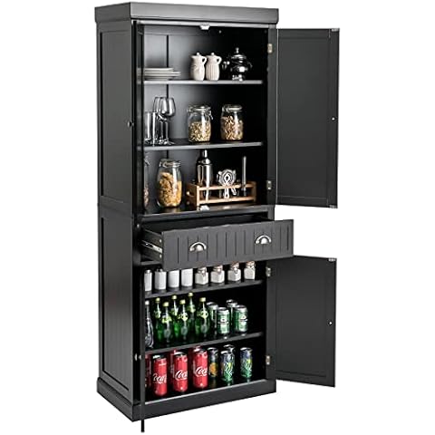 TANGZON 183cm Tall Kitchen Cupboard with Drawer Cover