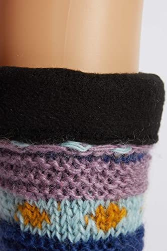 Tibetan Socks Hand Knit Wool Fleece Lined Long Slipper Socks with Non Slip Soles4