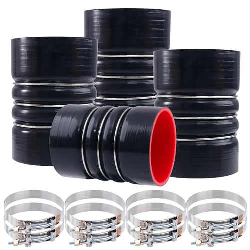 3 X 6 Silicone Charge Air Cooler Hump Hose with Clamp4PCS Black | 3 inch ID Turbo Air Intake and Intercooler CAC Hose Kit with 8Pcs T Bolt Clamp for Semi Trucks product thumbnail 9