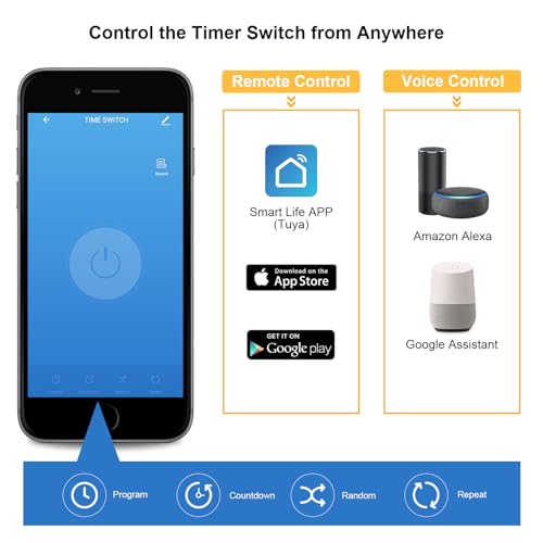 Image of Suraielec WiFi Pool Timer, Outdoor Indoor Smart Switch, 40 AMP, 2HP, 120, 240, 277 VAC, Heavy Duty Pool Controller Light Timer Box for Pool Pump, Water Heater, Spa, Powerful Electrical Appliances | Work with Smart Life /Alexa /Google Home, Heavy Duty Smart Switch for Pool Pump, Water Heater, Spa, Outdoor Use