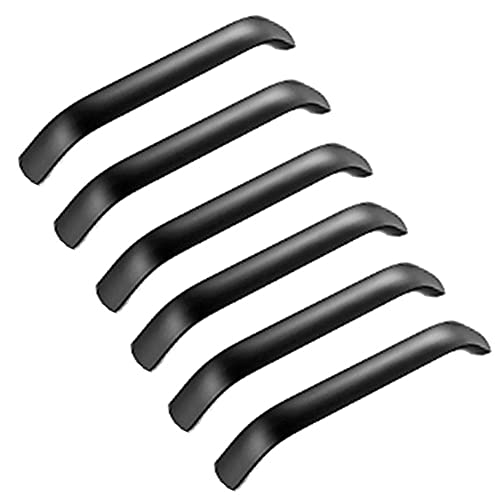 POASDJDC Tiradores para armarios Manija de Puerta gabinete en Forma Arco, espaciado Agujeros Negros, 96-224mm, 4/6 Uds(6pcs,128mm)