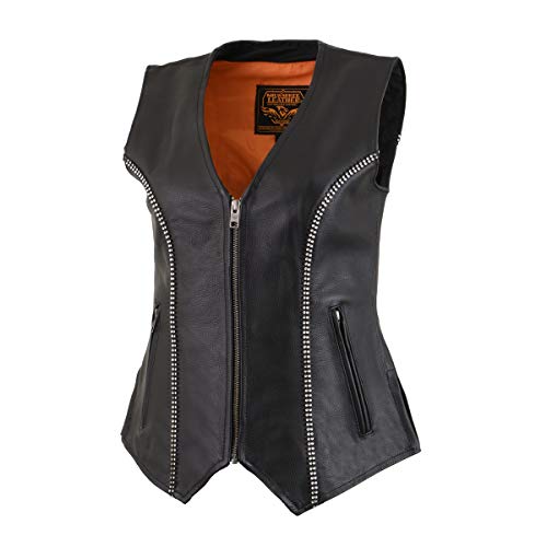 Image of Milwaukee Leather Premium Motorcycle Biker Rider Leather Vest for Women |LKL|ML|MLL|SH