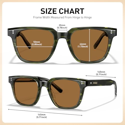 Image of AVAWAY Polarized Sunglasses for Men UV Protection, Square Acetate Frame Outdoor Driving Sun Glasses