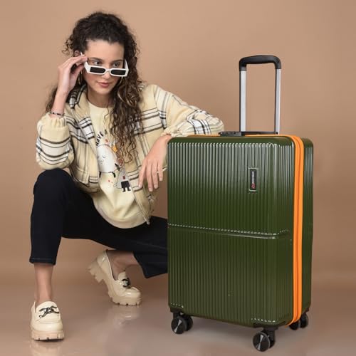 Image of Move-Meant Set of 3 Glide Small Cabin,Medium & Large Check-in Suitcase | 55 Cm,66 Cm & 75 Cm| 360 Degree 8 Wheels Number Lock Polycarbonate MAT. Green Trolley Bag | Luggage for Travel - Pack of