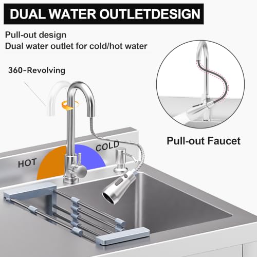 Image of Stainless Steel Utility Sink with Workstation and Drawer