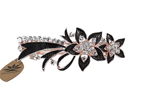 Totoroforet Baking Varnish Streamline Lily Rhinestones Hair Clip/ Barrette/ Hair Pin---All Match Black