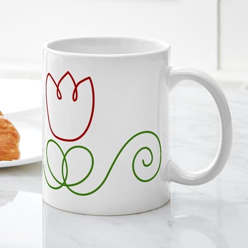 Taza de cerámica 11 oz en tulipán rojo miniatura 6