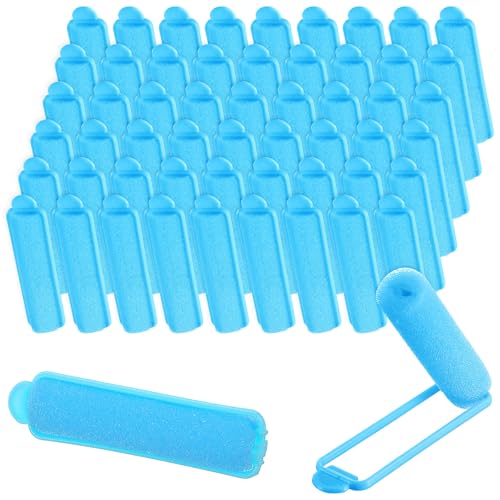 Oruola 56pcs Sponge Rollers for Hair, 2.67 In Sponge Curlers, Soft Rollers, Heatless Foam Curlers for Styling Long Short Hair Ladies Children (Blue)