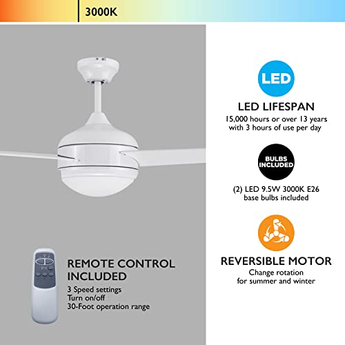 Image of Design House Treviento Ceiling Fan, 52 inch, White | Ceiling Mount, Contemporary /Modern, Steel, Fans, 156513-WHT