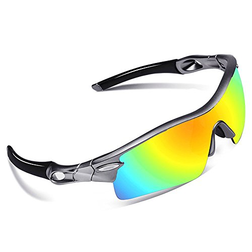V VILISUN Lunettes de Cyclisme Lunettes de VTT/Lunettes de Soleil de Sport/Lunettes Polarisées pour Cyclisme, Conduite, Moto avec 5 Verres Interchangeables Anti-UV - Image 5