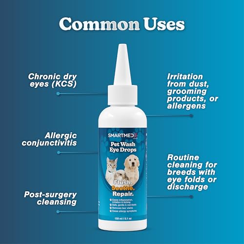 Image of Pet Eye Wash Drops for All Animals - Large 5.1 fl oz Hypochlorous Acid Eye Cleanser, Gently Flushes & Soothes Irritated Eyes, Helps Remove Tear Stains, Safe & Non-Toxic (2)