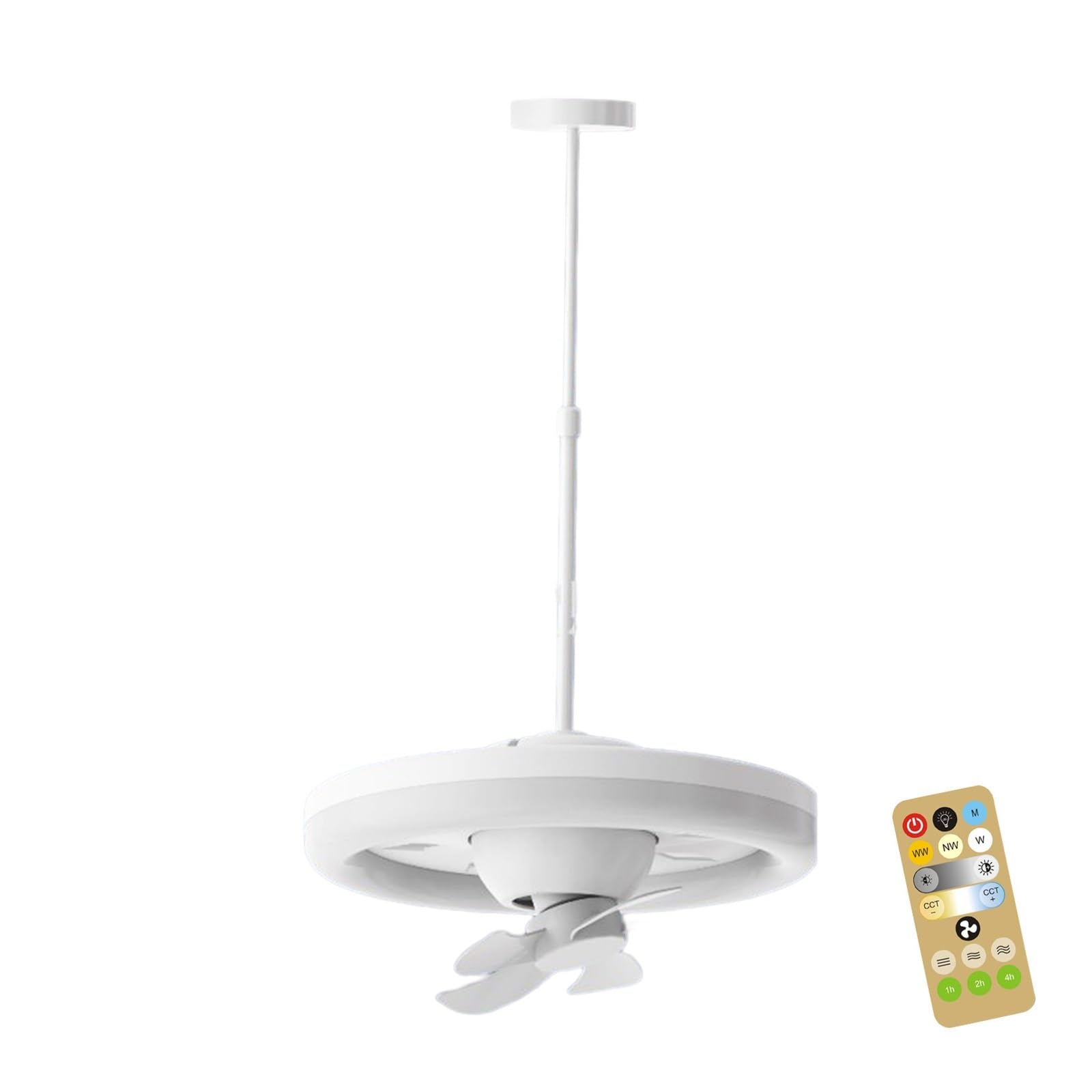 TRDEWR Ceiling Fan Light Electric Fan Light E27 Lamp Holder 360 Head Shaking Dimmable 3-Speed Wind for Home Children Room Good Light and Shadow Effects(F)