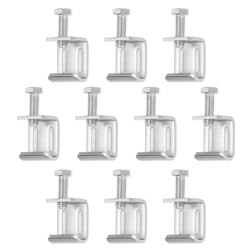 PATIKIL Abrazadera de tubo tipo G, 10 abrazaderas de viga con tornillo M8, clip de acero inoxidable 304 para conexión de tubo rectangular, montaje de soldadura de carpintería, tono plateado