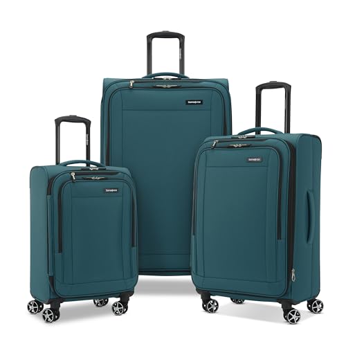 Image of Samsonite Saire LTE Softside Expandable Luggage with Spinner Wheels, Pine Green, 3-Piece Set (Carry On /Medium /Large)
