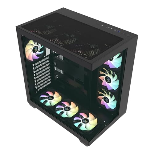 Image of GALAX HOF ALLSYNQ Dual-Chamber ATX Mid-Tower Computer Case /Gaming Cabinet with 270 View preinstall 7 ARGB Fans | Support E-ATX, ATX, M-ATX, Mini-ITX -PC CASE Black