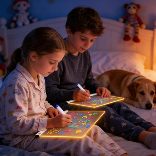 Herramienta de manualidades para niños con tablero de notas LED y panel de borrado 3