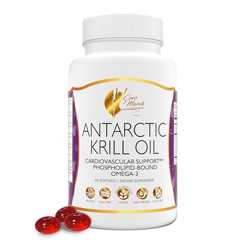 Coco March Pure Antarctic Krill Oil - 1000 mg Phospholipid Bound Marine Omega-3 EPA