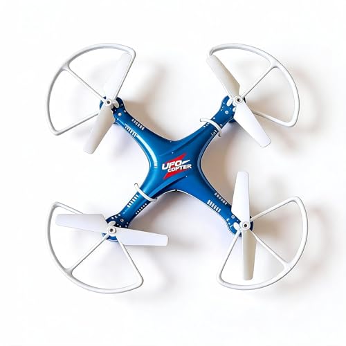 Image of UFO Copter RC Drone for Kids & Beginners | 6-axis gyroscope | 4-Axis Quadcopter with Propeller Guards | Stable Flight, Lightweight Design | Auto Return | Indoor & Outdoor Toy Drone (Blue & White)