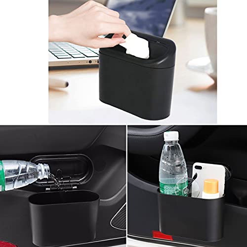 Car Trash Can Bin With Lid - 2 Packs Universal Vehicle Mini Leakproof Garbage Can Bin With 40Pcs Trash Bags Can Organizer Storage For Front Back Seat Accessories For Auto Office Bedroom Home(Black) #TOP4