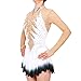 ZYDANC Shiny Gradiant Figure Skating Training Costumes High Collar Ice Skating Dress Gymnastics Leotards for Girl,White,12 Years