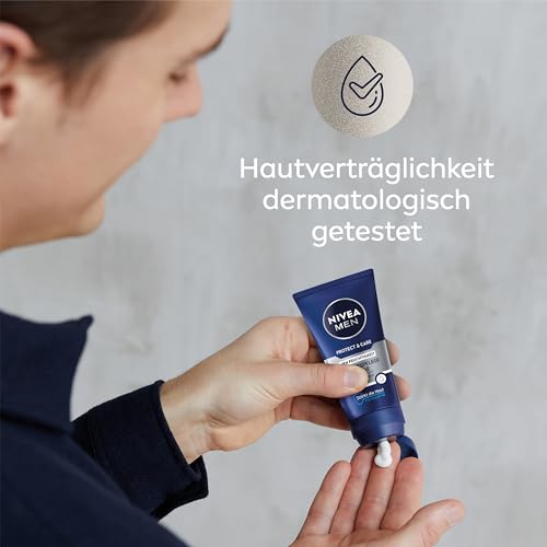 NIVEA MEN Protect & Care Gesichtspflege Creme, beruhigende Feuchtigkeitscreme für Männer, 48h feuchtigkeitsspendende Gesichtscreme mit Aloe Vera und Pro Vitamin B5 (75 ml)