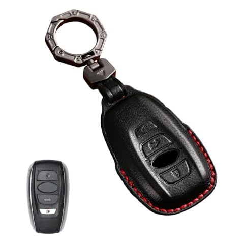 NARATI for Subaru Key Fob Cover for Forester Outback BRZ Legacy CrossTrek Cowhide Leather Key Case Remote Key Holder Keychain(black) Cover
