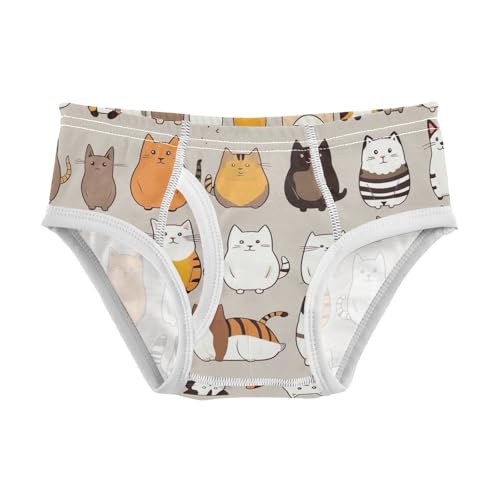 ODAWA Cats Cartoon Beige Tag Free Cotton Toddler Underwear, Toddler Boys Underwear 2T