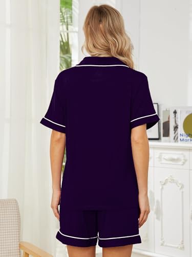 Image of Womens Pajama Sets Short Sleeve Sleepwear Soft Button Down Nightwear Lounge Pj Set XS-XXL