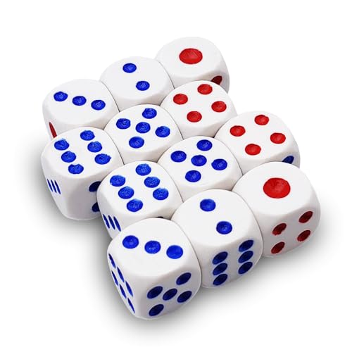 Juego de 12 dados blancos de 6 caras 16 mm con esquinas redondeadas para juegos de mesa, juego RPG, D&D, juegos matemáticos para niños - Dados poliédricos