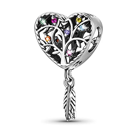 GNOCE Tree of Life Pendant Charm Sterling Silver Heart Shaped Dangle Charm Fit Bracelet/Necklace for Women Girls Wife Daughter Cover