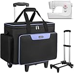 LEFOR·Z Rolling Sewing Machine Case with Wheels,Sewing Machine Carrying Bag,Trolley Tote Bag Fits for Most Standard Singer,Brother,Janome Sewing Machine and Accessories,Black