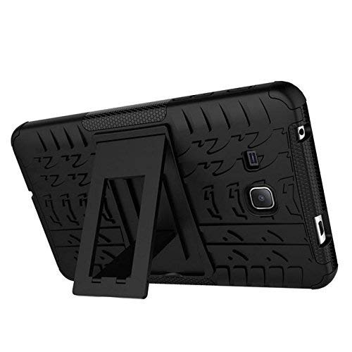 Image of MoreFit Hybrid Back Cover Case with Kickstand Wheel Pattern for Samsung Galaxy Tab 4 7.0 Inch SM-T230 /T231 /T235 - Black