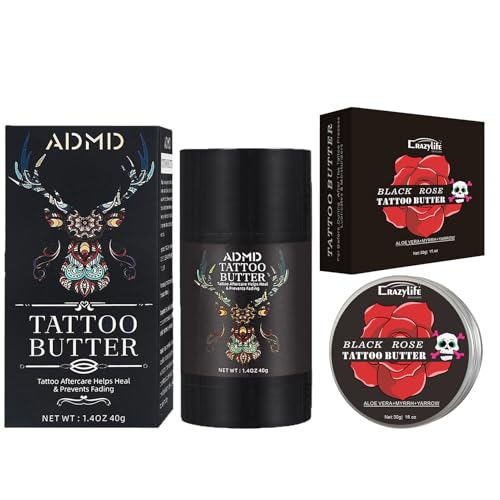 2 Piezas Crema para Tatuajes, Crema Tattoo de Mantequilla, Crema para el Cuidado Posterior del Tatuaje, Crema Post Tattoo para Tatuajes Antiguos y Nuevos