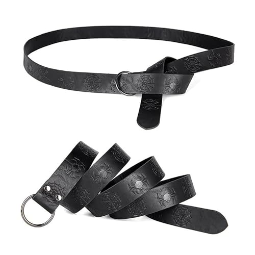 Charmian Men's Gothic Punk Medieval PU Leather Embossed O Ring Waist Belt3