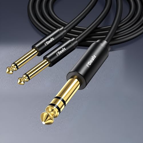 Image of [ 3 Meter ] 6.35mm Stereo to 2 Ports Mono 6.35mm Cable, 1 /4 inch TRS Stereo Y Splitter Insert Cable, Gold Plated Shell 6.35mm 1 /4 inch TRS Male to Dual 6.35mm 1 /4 inch TS Male Mono Cable