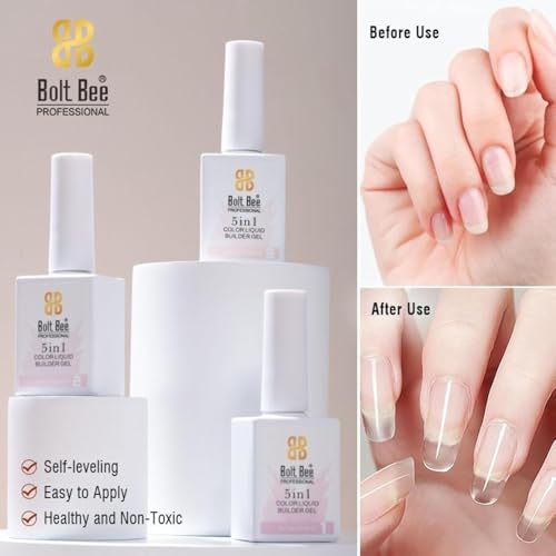 Image of Bolt Bee PROFESSIONAL BIAB - Builder in a Bottle 15ml | Soak Off UV & LED Gel Polish | Nail Strengthener, Base & Builder Gel in One Builder in a Bottle, 15ml, Soak Off UV & LED Gel Polish, Nail Strengthener Base & Builder Gel, Long-Lasting Chip-Resistant Formula, 6 Shades (03- Soft Blush)