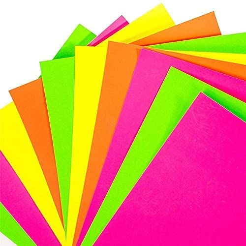 JMS we create smile 30 x Sheets of A4 Neon Card Fluorescent Thick 200gsm Craft Card Stock in Bright Assorted Colours