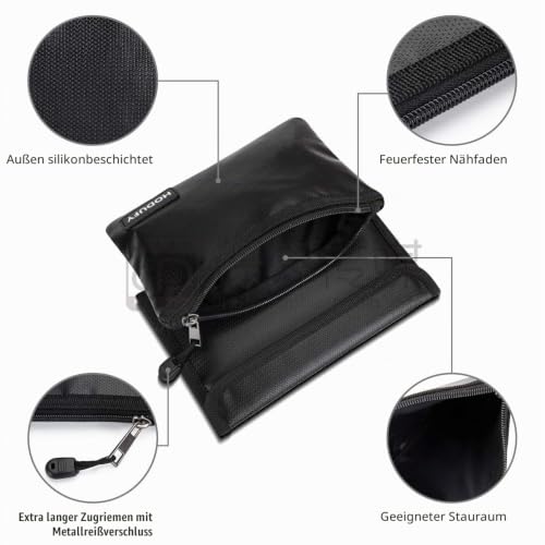 2 Stück (20 x12.7cm, 6400 °F) Feuerfeste Taschen,12-lagige Feuerfest Geldtasche, Feuerfeste Brieftasche for Passport Rechnungen… – Ansicht 3