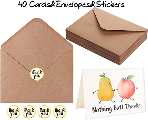 40 Funny Thank You Cards Wtih Envelopes & Stickers,Pun Greeting Note Cards 4 X 6 In,Bulk Boxed Set Assortment Blank Notecards Card Great For Employee Teachers Friends Business Coworker Gratitude Appreciation #TOP6