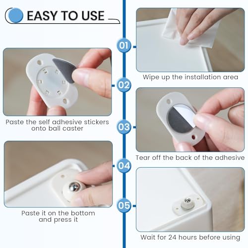 Image of Self Adhesive Caster Wheels, Appliance Rollers Appliance Slider for Kitchen, 360 Swivel Small Casters - Solve Coffee Maker Air Fryer Small Appliances Countertop Sliding (White - 36 Pcs)