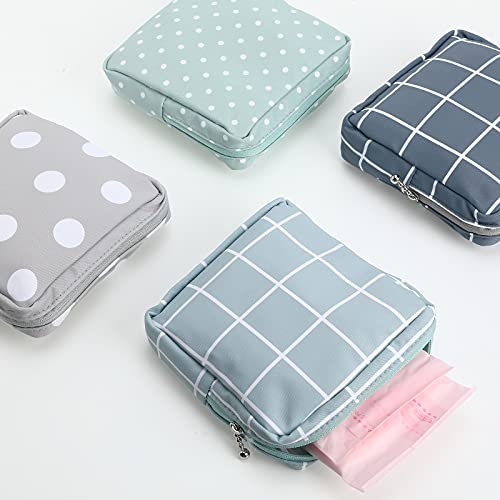Frienda 4 Pieces Sanitary Napkin Storage Bag Menstrual Pad Nursing Pad Holder Portable Menstrual Period Sanitary Pouch Zipper Tampons Collect Bags for Teen Girls Women Ladies(Basic Style)2