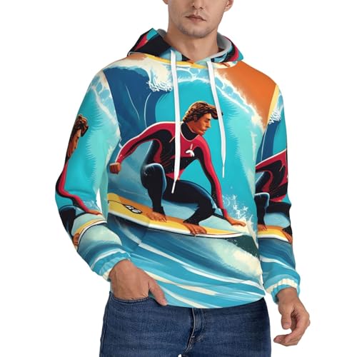 Sweat à capuche hawaïen imprimé ondulé EdWal pour homme en polyester